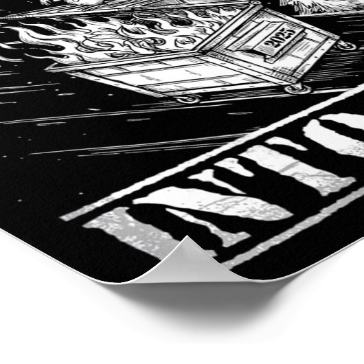 Rollin' Into 2026 Funny Raccoon Dumpster Fire Art  ポスター (角)