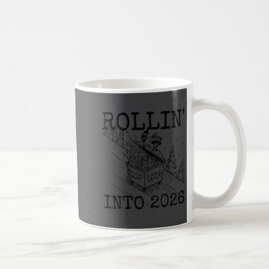 Rollin' Into 2026 Happy New Year Raccoon Men Women コーヒーマグカップ (右)