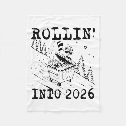 Rollin’ Into 2026 Raccoon Dumpster Fire Funny New  フリースブランケット (正面)