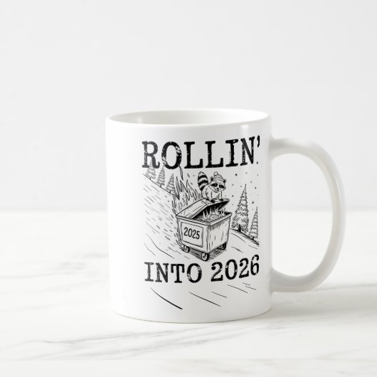 Rollin’ Into 2026 Raccoon Dumpster Fire New Year M コーヒーマグカップ (右)