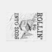 Rollin’ Into 2026 Raccoon Dumpster Fire New Year M フリースブランケット (正面(横))