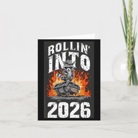 Rollin Into 2026 Raccoon Funny Dumpster Fire 2025  カード (正面)