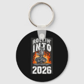 Rollin Into 2026 Raccoon Funny Dumpster Fire 2025  キーホルダー (正面)