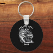 Rollin Into 2026 Raccoon Funny Dumpster Fire 2025  キーホルダー (正面)