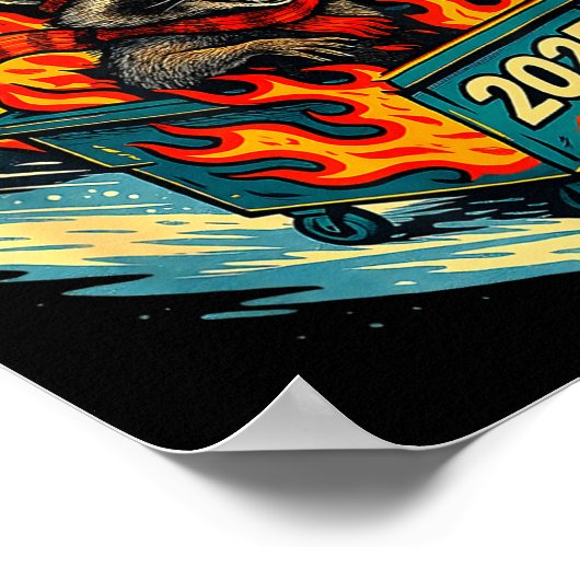 Rollin Into 2026 Raccoon Funny Dumpster Fire 2025  ポスター (角)