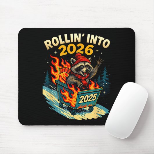 Rollin Into 2026 Raccoon Funny Dumpster Fire 2025  マウスパッド (マウス)