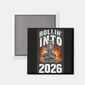 Rollin Into 2026 Raccoon Funny Dumpster Fire 2025 マグネット (正面/裏面)