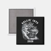 Rollin Into 2026 Raccoon Funny Dumpster Fire 2025 マグネット (正面/裏面)