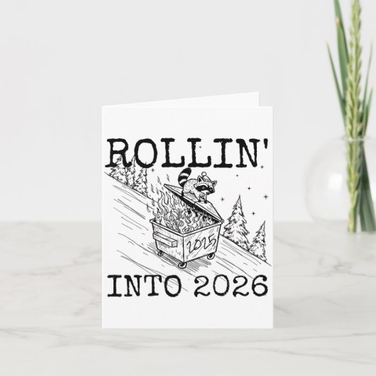 Rollin’ Into 2026 Raccoon Funny New Year Raccoon T カード (正面)