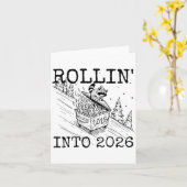 Rollin’ Into 2026 Raccoon Funny New Year Raccoon T カード (黄色い花)