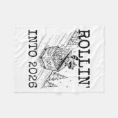 Rollin’ Into 2026 Raccoon Funny New Year Raccoon T フリースブランケット (正面(横))