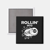 Rollin Into 52 Billiards 52nd Birthday Flaming Bil マグネット (正面/裏面)