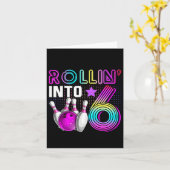 Rollin Into 6 Bowling Birthday Party 6th Birthday  カード (黄色い花)