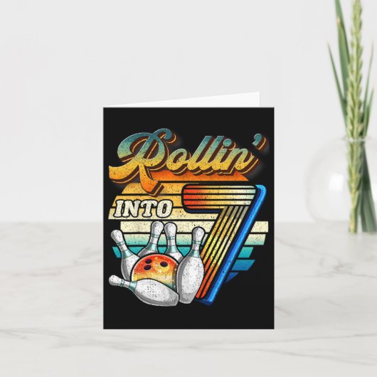 Rollin Into 7 Bowling Birthday Party 7th Birthday  カード (正面)