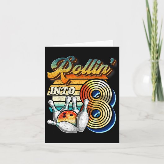 Rollin Into 8 Bowling Birthday Party 8th Birthday  カード (正面)