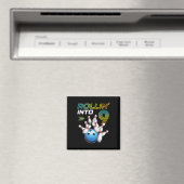 Rollin Into 9 Retro Bowling Birthday Party 9th Bir マグネット (インサイチュ (食洗機))