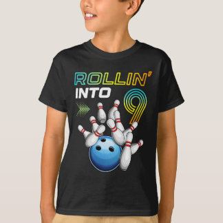 Rollin Into 9 Retro Bowling Birthday Party 9th Bir Tシャツ
