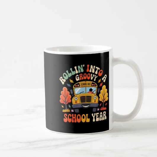 Rollin Into A Groovy School Year Retro School Bus コーヒーマグカップ (右)