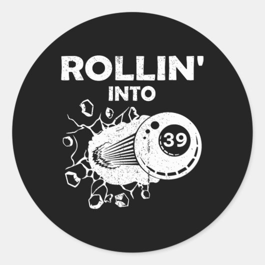 Rollin Into &#、Billiards &#、誕生日・フレーミング ラウンドシール (正面)