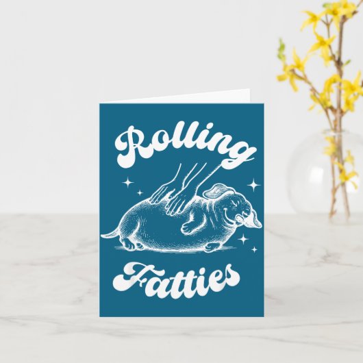 Rolling Fatties Dog Dachshund Weed Wiener Dog Love カード (黄色い花)