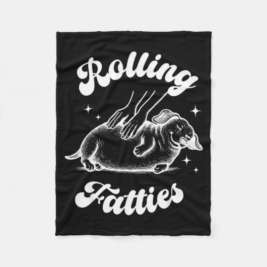 Rolling Fatties Dog Dachshund Weed Wiener Dog Love フリースブランケット (正面)