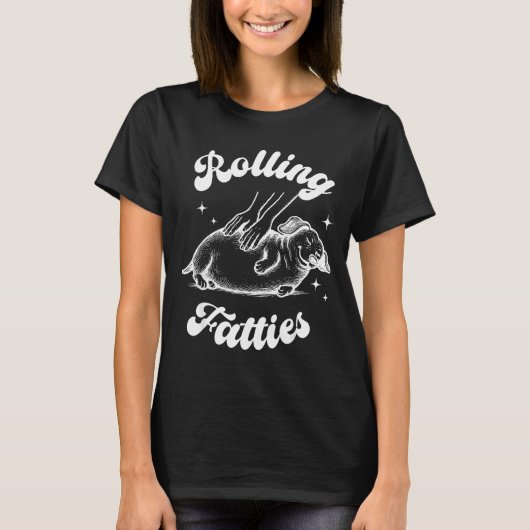Rolling Fatties Dog Dachshund Weed Wiener Dog Love Tシャツ (正面)