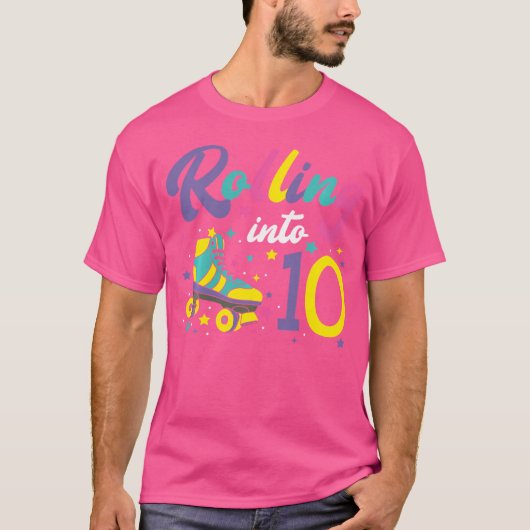 Rolling Into 10 Roller Skates 10Th Birthday Roller Tシャツ (正面)
