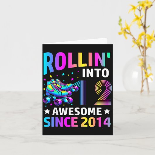 Rolling Into 12 Years Old Skates 12th Birthday Gir カード (黄色い花)