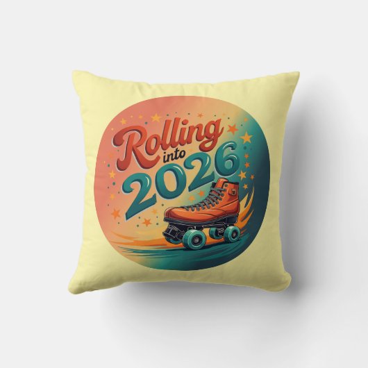 Rolling Into 2026 Retro Decorative Pillow クッション (裏面)
