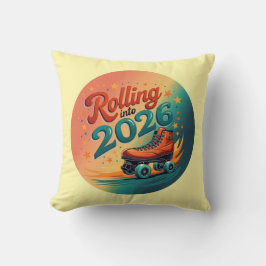 Rolling Into 2026 Retro Decorative Pillow クッション