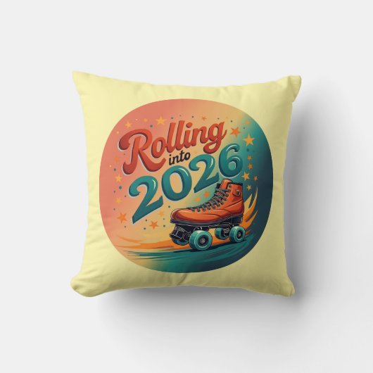Rolling Into 2026 Retro Decorative Pillow クッション (正面)