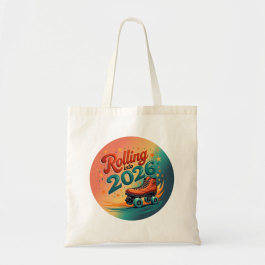 Rolling Into 2026 Retro Skate Tote Bag トートバッグ (正面)