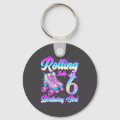 Rolling Into 6 Year Old Roller Skating 6th Birthda キーホルダー (正面)