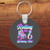 Rolling Into 6 Year Old Roller Skating 6th Birthda キーホルダー (正面)