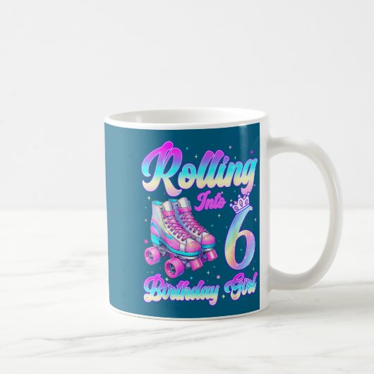 Rolling Into 6 Year Old Roller Skating 6th Birthda コーヒーマグカップ (右)