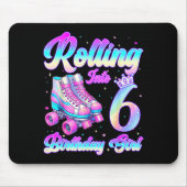 Rolling Into 6 Year Old Roller Skating 6th Birthda マウスパッド (正面)