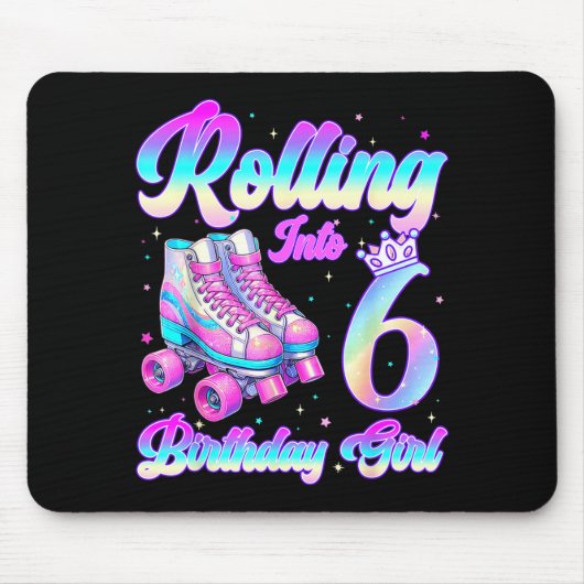 Rolling Into 6 Year Old Roller Skating 6th Birthda マウスパッド (正面)