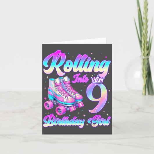 Rolling Into 9 Year Old Roller Skating 9th Birthda カード (正面)