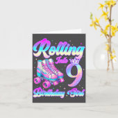 Rolling Into 9 Year Old Roller Skating 9th Birthda カード (黄色い花)