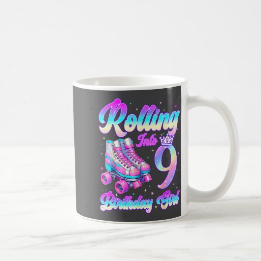 Rolling Into 9 Year Old Roller Skating 9th Birthda コーヒーマグカップ (右)