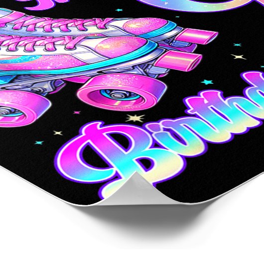 Rolling Into 9 Year Old Roller Skating 9th Birthda ポスター (角)