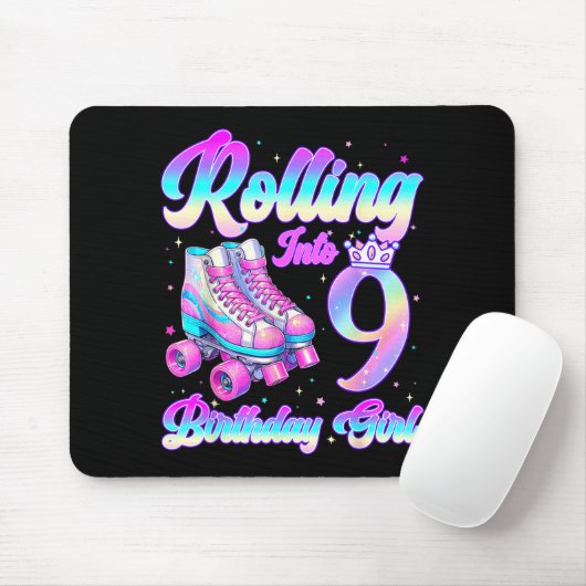 Rolling Into 9 Year Old Roller Skating 9th Birthda マウスパッド (マウス)