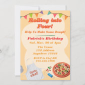 Rolling into, Pizza Playdoh Birthday 招待状 (正面)