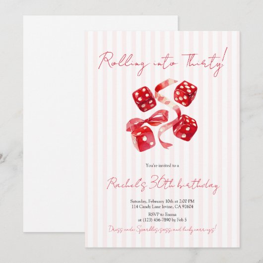 Rolling Into Thirty Birthday  招待状 (正面/裏面)