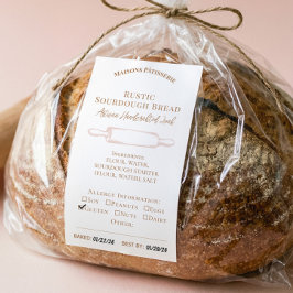 Rolling Pin Bakery Ingredients Allergy Food Label 長方形シール