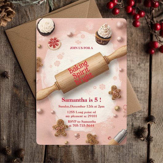 Rolling Pin Baking Spirit Bright Birthday 招待状