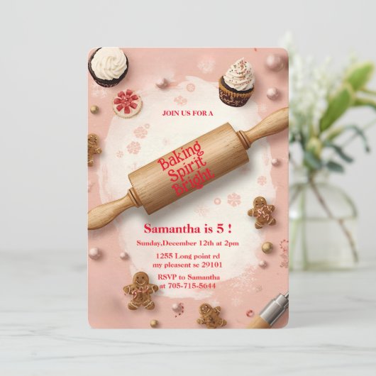 Rolling Pin Baking Spirit Bright Birthday 招待状 (スタンド正面)
