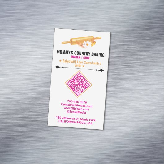 Rolling Pin Logo & Slogan | Premade QR Code Bakery マグネット名刺 (インサイチュ)