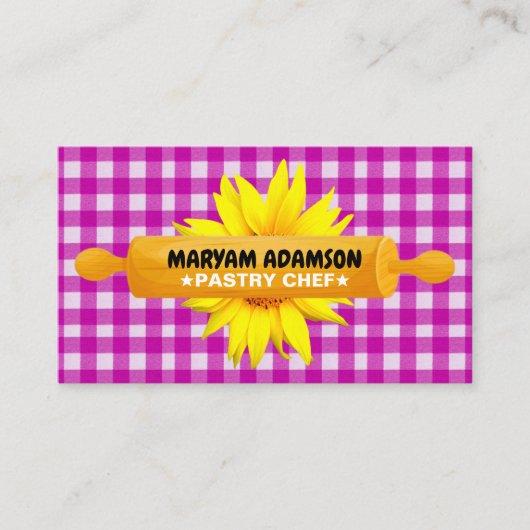 Rolling Pin Pastry Chef | Pink Floral Cake Bakery 名刺 (正面)