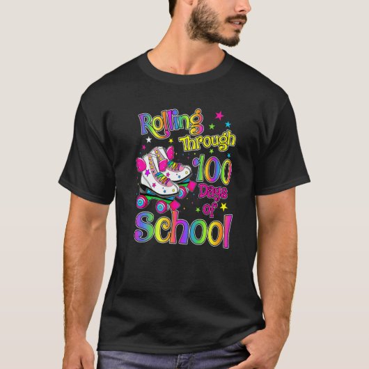 Rolling Through 100 Days Of School Roller Skater S Tシャツ (正面)